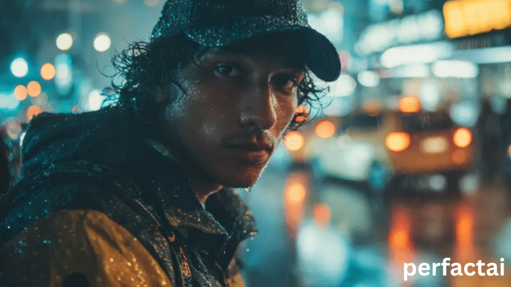 When they suddenly get caught on camera, during heavy rainfall