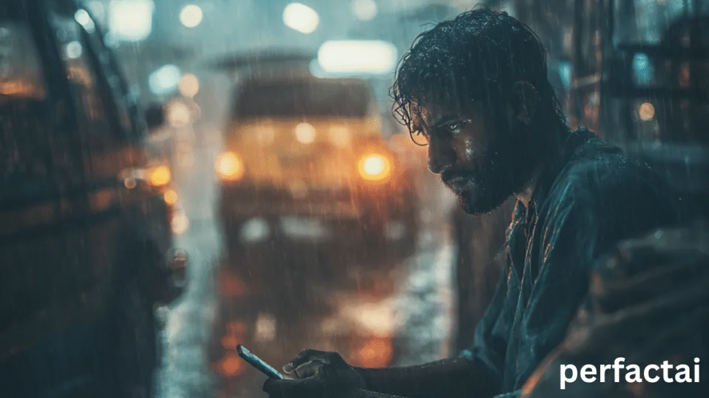 When they suddenly get caught on camera, during heavy rainfall