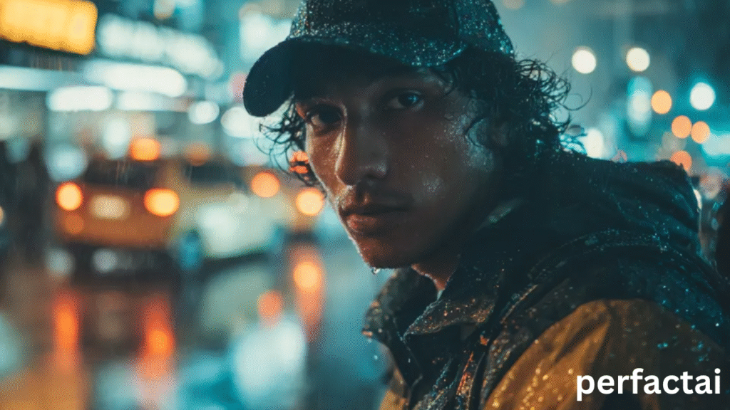 When they suddenly get caught on camera, during heavy rainfall