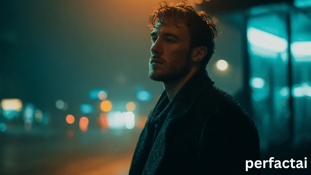 The Quiet Echo of Loneliness: A Man Alone on a Night Street