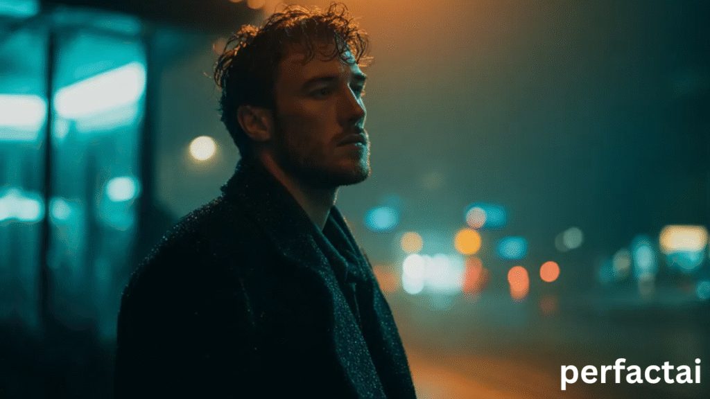 The Quiet Echo of Loneliness: A Man Alone on a Night Street