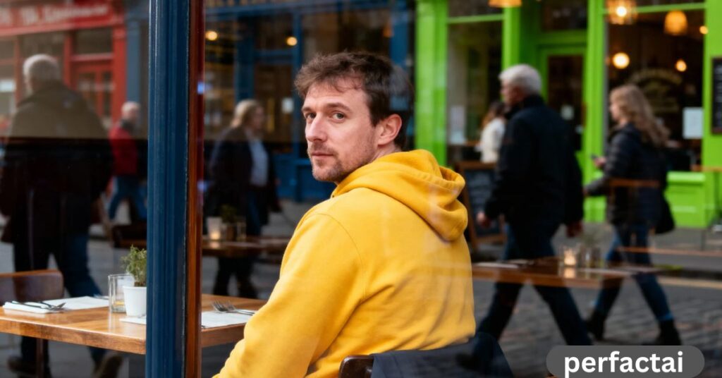 Just a random guy chilling inside a café — caught in a candid moment